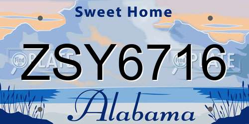 ZSY6716 Alabama License Plate