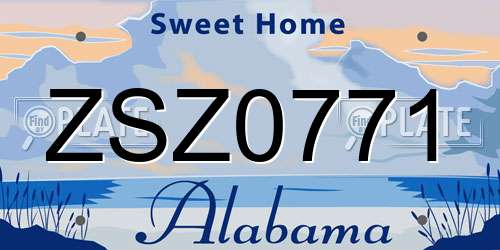 ZSZ0771 Alabama License Plate