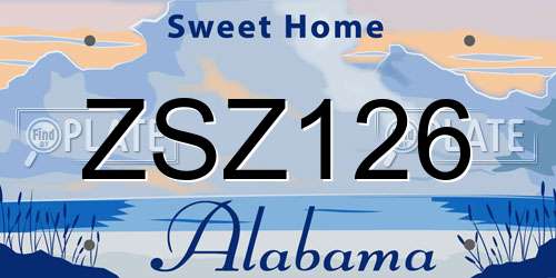 ZSZ126 Alabama License Plate