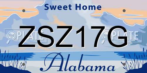 ZSZ17G Alabama License Plate