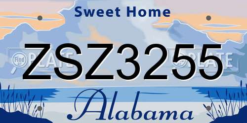 ZSZ3255 Alabama License Plate