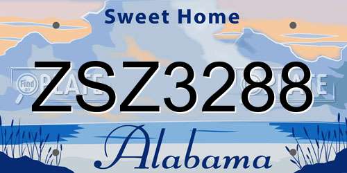 ZSZ3288 Alabama License Plate