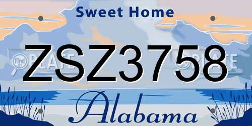 ZSZ3758 Alabama License Plate