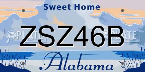 ZSZ46B Alabama License Plate