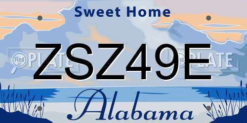ZSZ49E Alabama License Plate