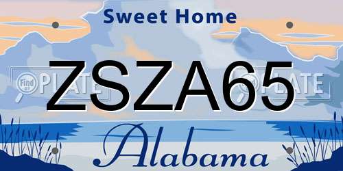 ZSZA65 Alabama License Plate