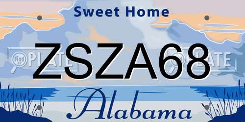 ZSZA68 Alabama License Plate