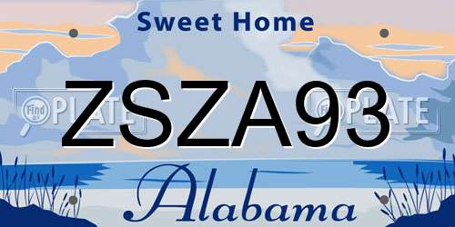 ZSZA93 Alabama License Plate