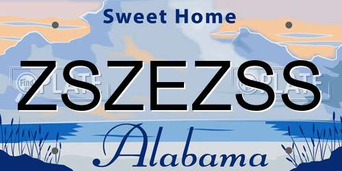 ZSZEZSS Alabama License Plate