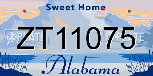 ZT11075 Alabama License Plate