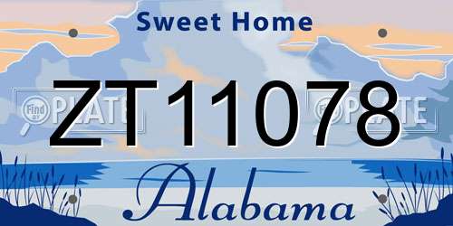 ZT11078 Alabama License Plate