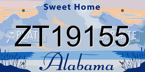 ZT19155 Alabama License Plate