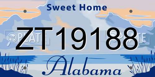 ZT19188 Alabama License Plate