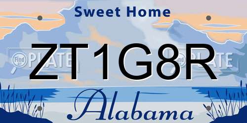 ZT1G8R Alabama License Plate