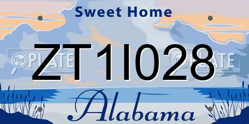 ZT1I028 Alabama License Plate