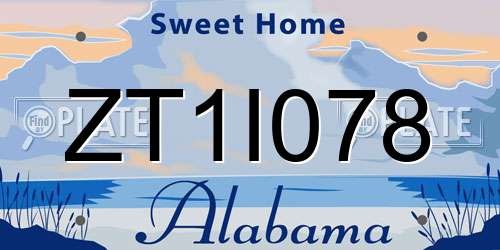 ZT1I078 Alabama License Plate