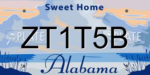 ZT1T5B Alabama License Plate