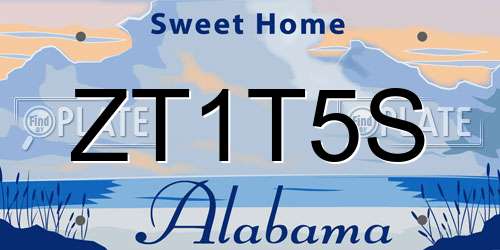 ZT1T5S Alabama License Plate