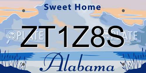 ZT1Z8S Alabama License Plate