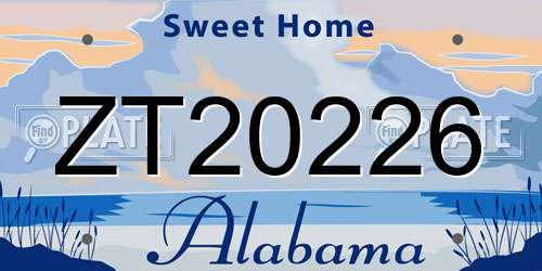 ZT20226 Alabama License Plate