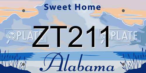 ZT211 Alabama License Plate