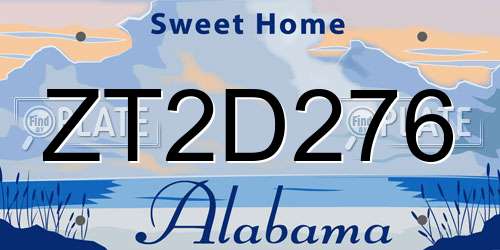 ZT2D276 Alabama License Plate