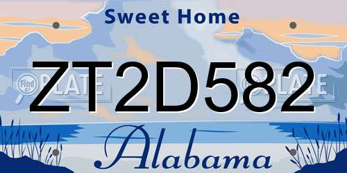 ZT2D582 Alabama License Plate