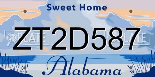 ZT2D587 Alabama License Plate