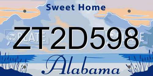 ZT2D598 Alabama License Plate