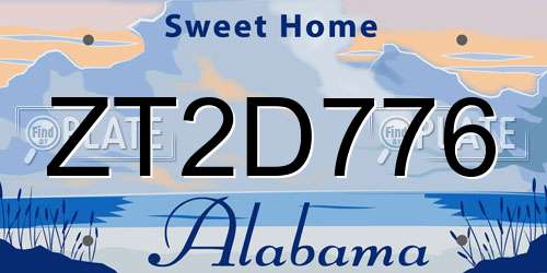 ZT2D776 Alabama License Plate