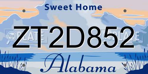 ZT2D852 Alabama License Plate