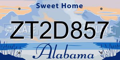ZT2D857 Alabama License Plate