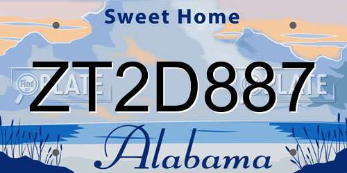 ZT2D887 Alabama License Plate