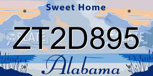 ZT2D895 Alabama License Plate