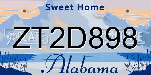 ZT2D898 Alabama License Plate