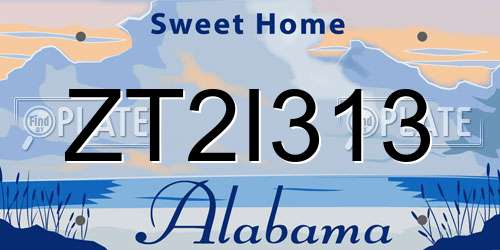 ZT2I313 Alabama License Plate