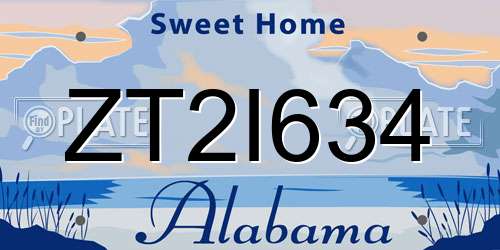 ZT2I634 Alabama License Plate