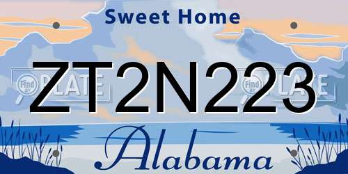 ZT2N223 Alabama License Plate