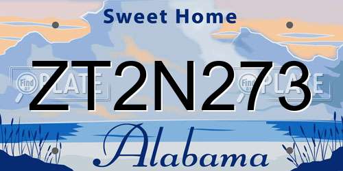 ZT2N273 Alabama License Plate