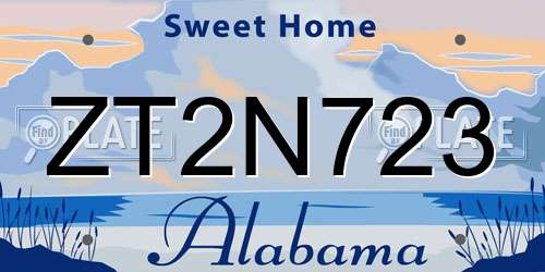 ZT2N723 Alabama License Plate