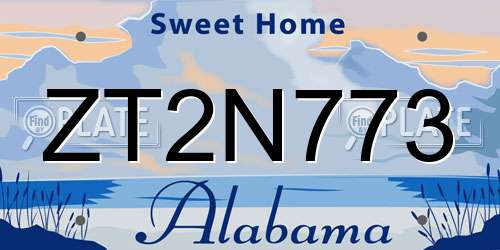 ZT2N773 Alabama License Plate