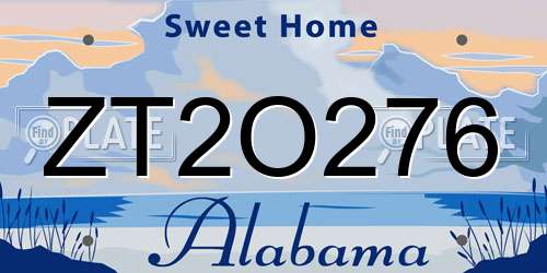 ZT2O276 Alabama License Plate
