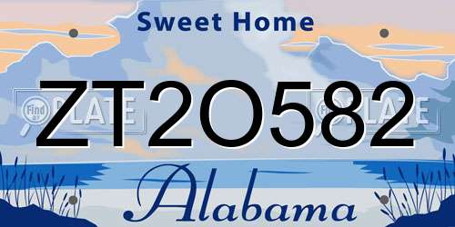 ZT2O582 Alabama License Plate