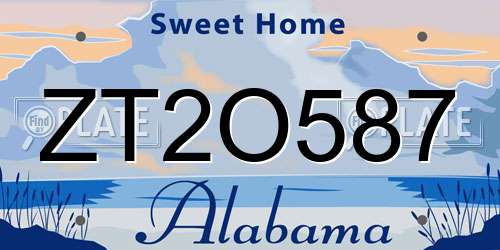 ZT2O587 Alabama License Plate