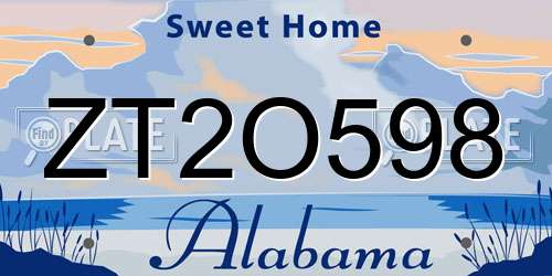 ZT2O598 Alabama License Plate