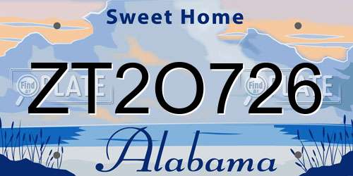 ZT2O726 Alabama License Plate
