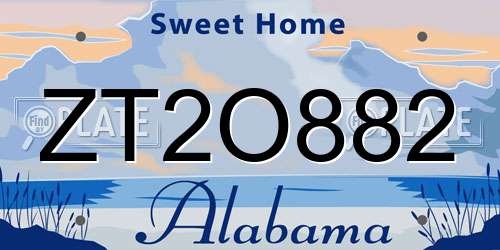 ZT2O882 Alabama License Plate