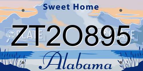 ZT2O895 Alabama License Plate