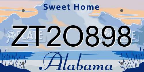 ZT2O898 Alabama License Plate