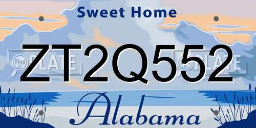 ZT2Q552 Alabama License Plate